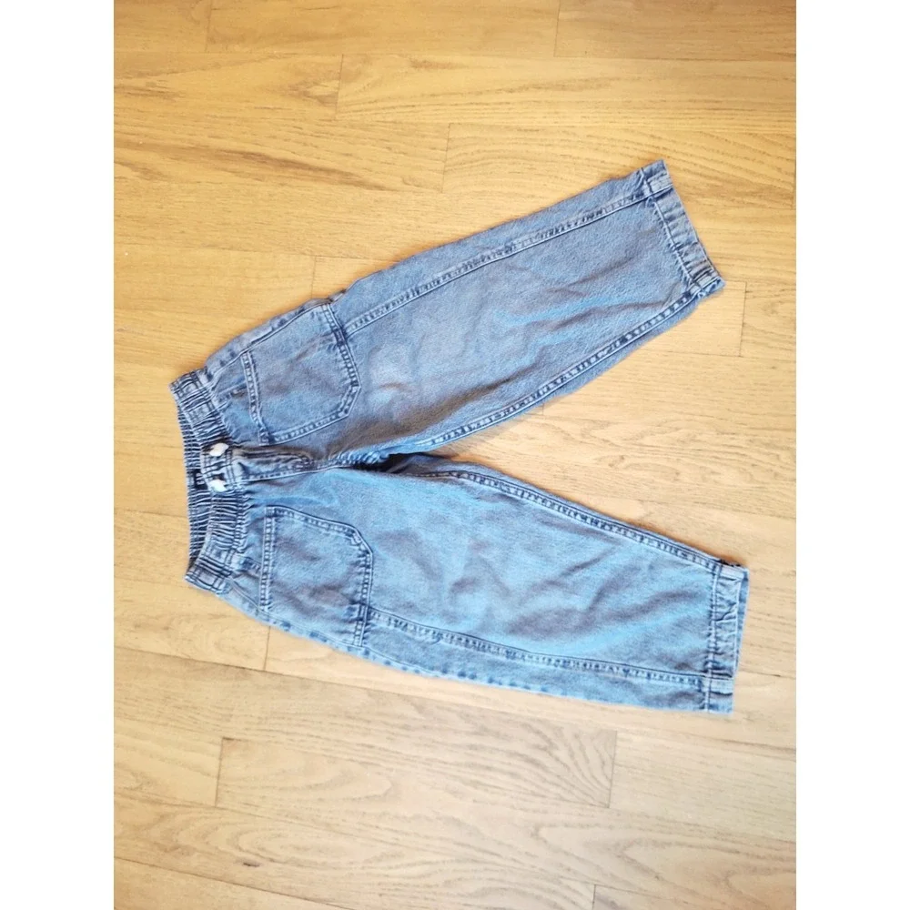 GAP Kids Baggy Barrel Leg Light Blue Denim Jeans Sz Small Working Drawstring